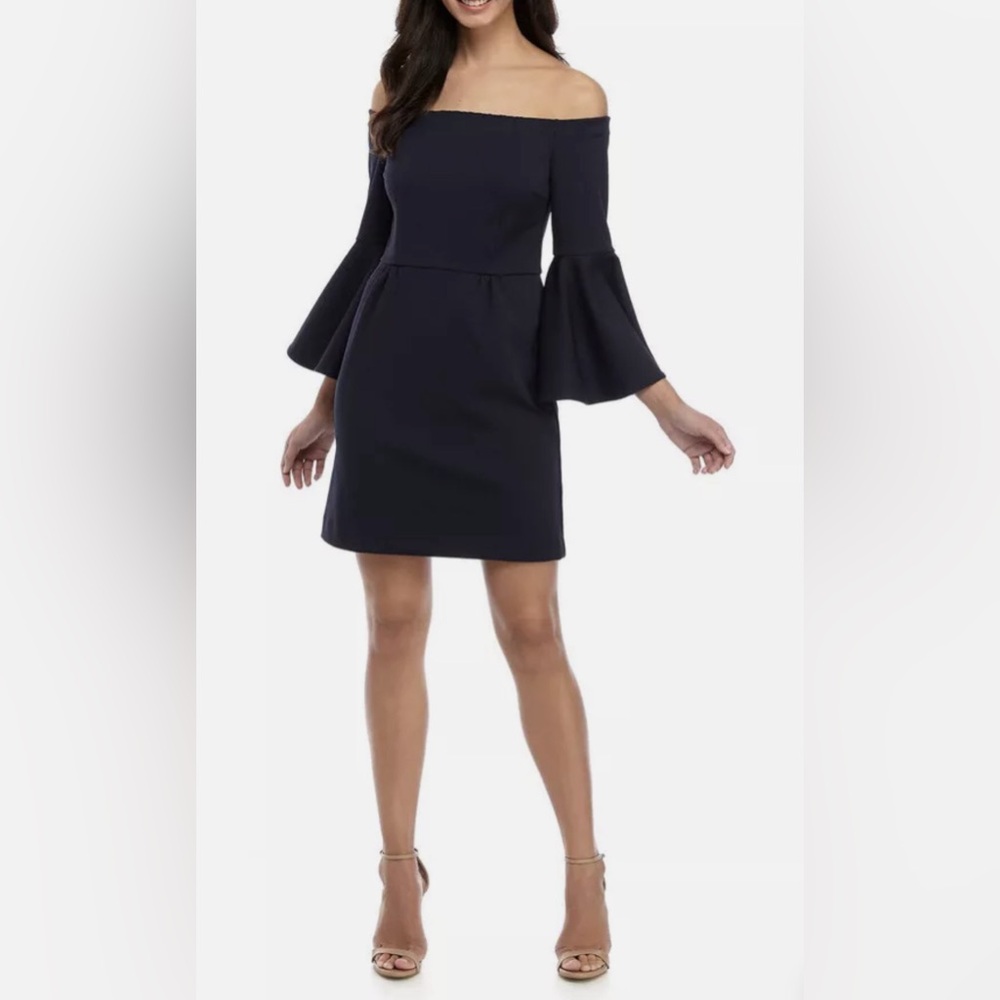 Women’s — Trina Turk — Miley Off the Shoulder Dress — Size, 4 — Color, Navy Blue